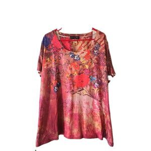 Appropriate Behavior Shirt Womens 3X Blue Embellished Short Sleeve Tee Stretch